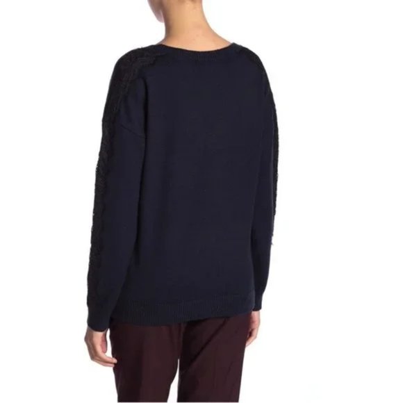 14th & Union Lace Trim V-Neck Sweater - Picture 2 of 8
